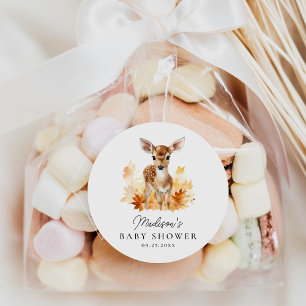 Cute Woodland Deer Fall Baby Shower Classic Round Sticker