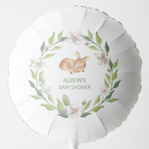 Cute Woodland Deer Floral Greenery Baby Party Ball Balloon