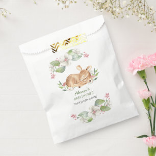 Cute Woodland Deer Floral Greenery Baby Shower Favour Bags