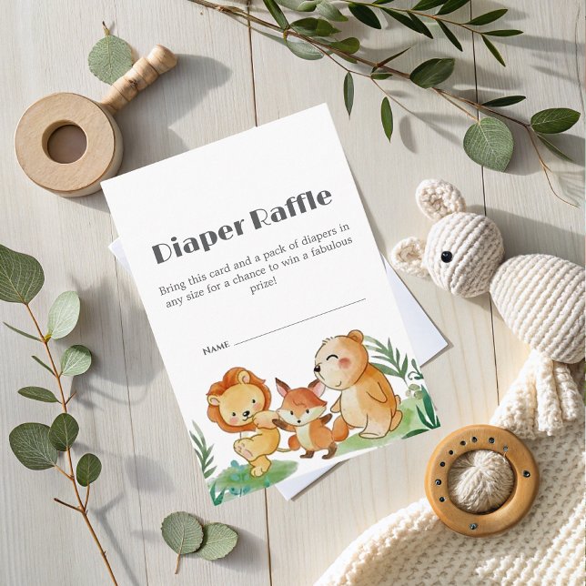 Cute Woodland Diaper Raffle Request Enclosure Card (Creator Uploaded)