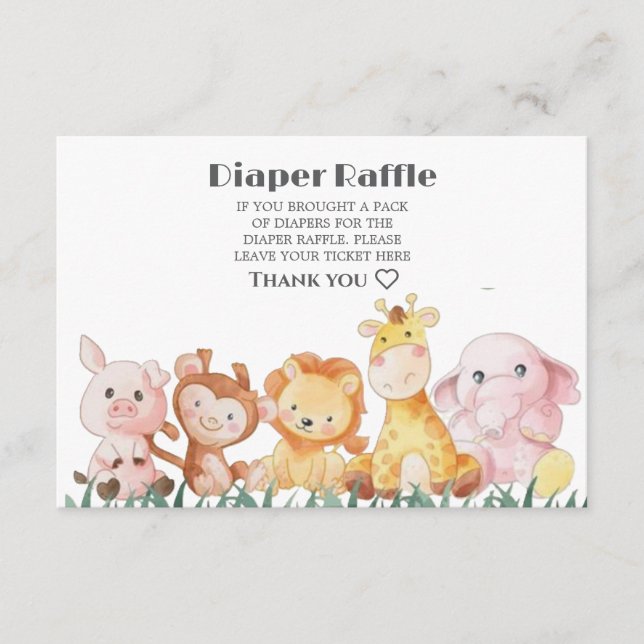 Cute Woodland Diaper Raffle Request Enclosure Card (Front)