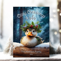 Cute Woodland Duck Winter Forest Cosy Christmas