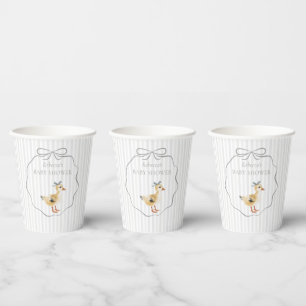 Cute Woodland Duckling Watercolor Boy Baby Shower Paper Cups