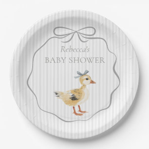 Cute Woodland Duckling Watercolor Boy Baby Shower Paper Plate