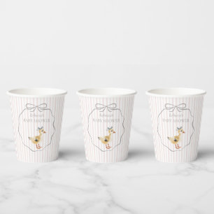 Cute Woodland Duckling Watercolor Girl Baby Shower Paper Cups