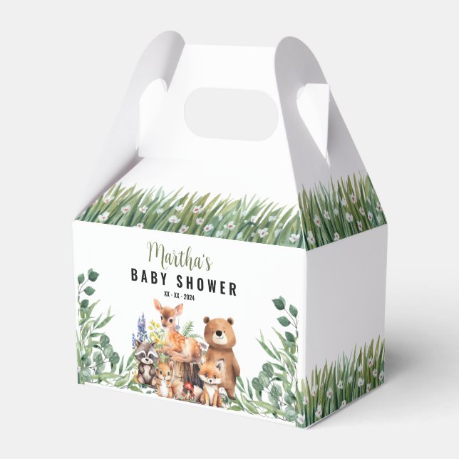 Cute Woodland Favour Boxes | Woodland Baby Shower  (Front Side)