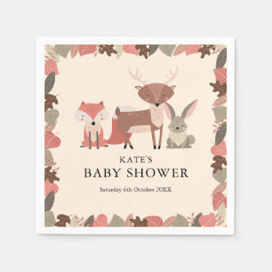 Cute Woodland Forest Animals Baby Shower Napkin