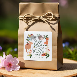 Cute Woodland Forest Animals Baby Shower Square Sticker