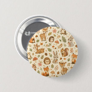 Cute Woodland Forest Animals Watercolor Pattern 6 Cm Round Badge