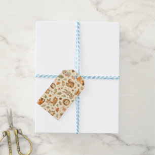 Cute Woodland Forest Animals Watercolor Pattern Gift Tags