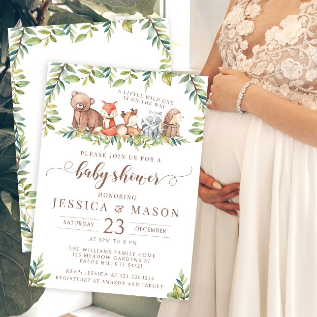 Cute woodland forest baby boy shower invitation (Creator Uploaded)