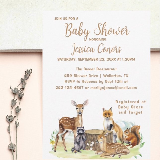 Cute Woodland Forest Baby Shower Invitation (Creator Uploaded)