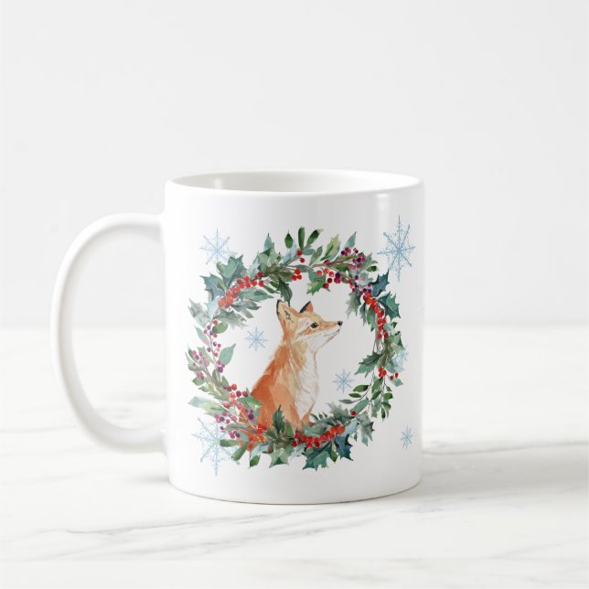 Cute Woodland Fox Christmas Coffee Mug (Left)