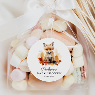 Cute Woodland Fox Fall Baby Shower Classic Round Sticker