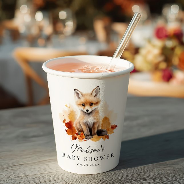 Cute Woodland Fox Fall Baby Shower Paper Cups (Creator Uploaded)