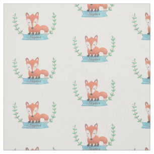 Cute Woodland Fox Kids Personalised Fabric