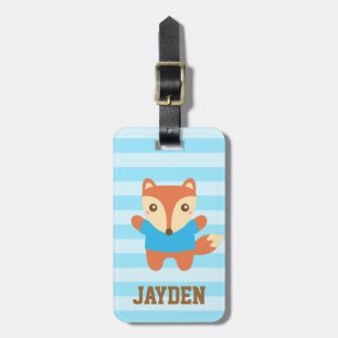 Cute Woodland Fox Kids Personalised Luggage Tag