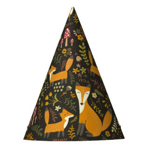 Cute Woodland Fox Pattern Party Hat