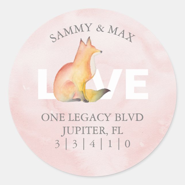 Cute Woodland Fox Return Address Envelope Seal (Front)