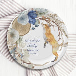 Cute Woodland Fox Watercolor Floral Baby Shower Paper Plate<br><div class="desc">Cute Woodland Fox Watercolor Floral Baby Shower Paper Party Plates features a fox surrounded by Boho feathers and flowers. Personalise by editing the text in the text boxes provided. Designed by ©Evco Studio www.zazzle.com/store/evcostudio</div>
