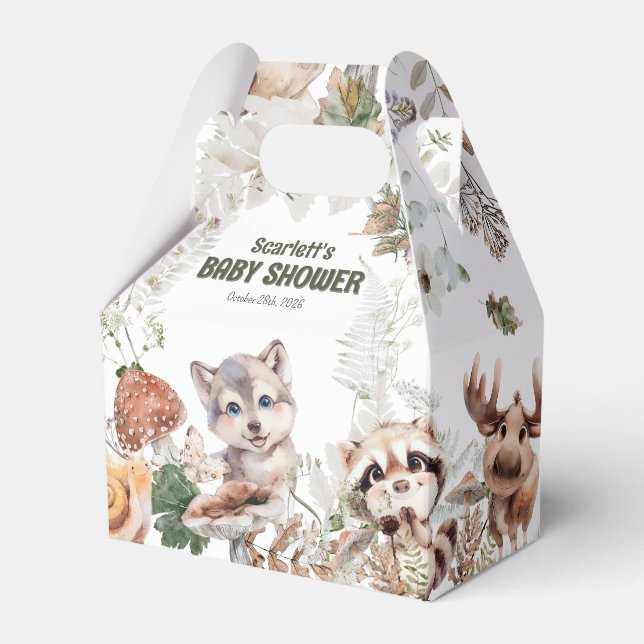 Cute Woodland Friends Baby Shower Favour Box (Front Side)