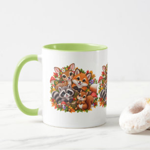 Cute Woodland Friends Fox Racoon Deer Squirrel Mug
