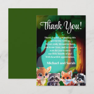 Cute Woodland friends fox skunk racoon deer Thank You Card