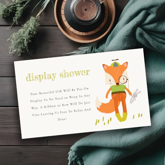 Cute Woodland Fun Fox Display Shower Baby Shower Enclosure Card (Creator Uploaded)