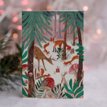 Cute Woodland green & pink woodland animals Forest