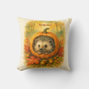 Cute Woodland Harvest Guardian Autumn Watercolor Cushion