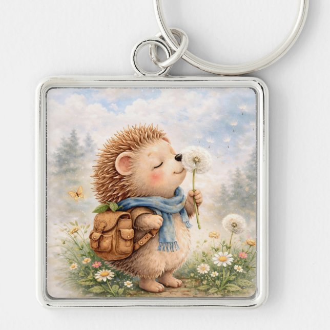 Cute Woodland Hedgehog  Key Ring (Front)