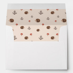 Cute Woodland Hedgehog & Mushroom Pattern Envelope
