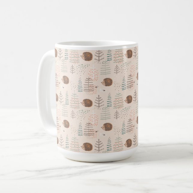 Cute Woodland Hedgehog Pattern Coffee Mug (Front Left)