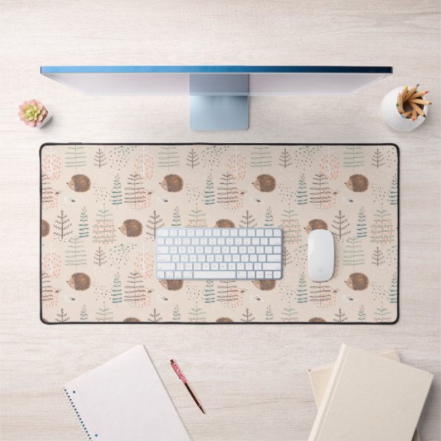 Cute Woodland Hedgehog Pattern Desk Mat (Office 1)