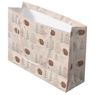 Cute Woodland Hedgehog Pattern Large Gift Bag