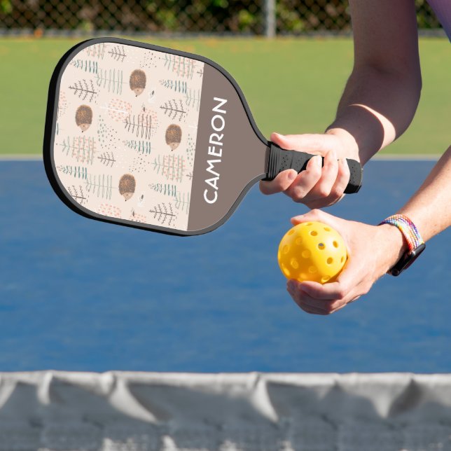 Cute Woodland Hedgehog Pattern Pickleball Paddle (Insitu)