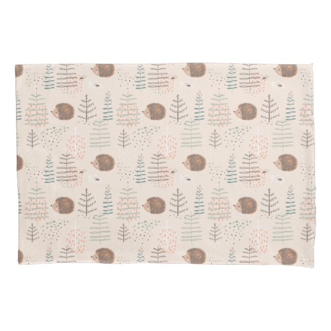 Cute Woodland Hedgehog Pattern Pillowcase (Front)