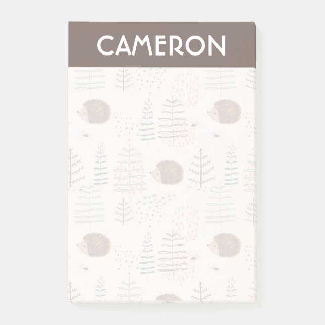 Cute Woodland Hedgehog Pattern Post-it Notes (Front)