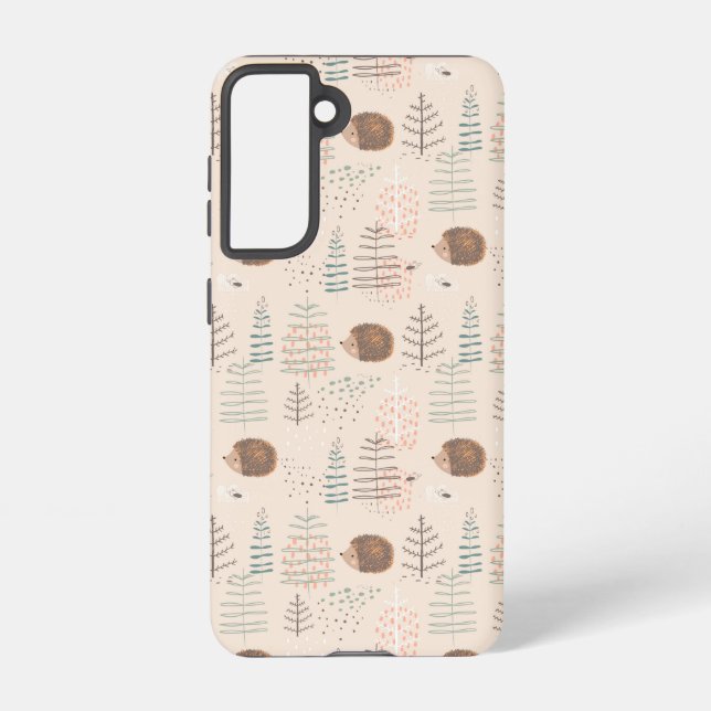 Cute Woodland Hedgehog Pattern Samsung Galaxy S21 Case (Back)