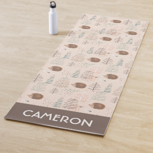 Cute Woodland Hedgehog Pattern Yoga Mat