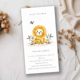 Cute Woodland Lion Foliage Baby Shower Invite