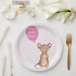 Cute Woodland Mouse   Baby Shower Paper Plates