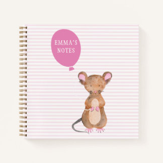 Cute Woodland Mouse Personalised Notebook