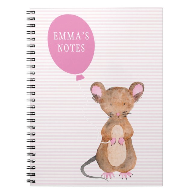 Cute woodland Mouse Personalised Notebook (Front)