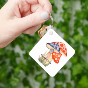 Cute Woodland Mushroom Name Key Ring