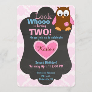 Cute Woodland Owl Birthday invitation