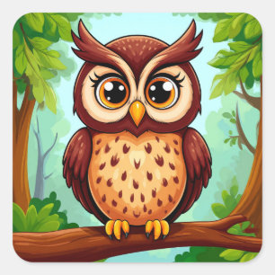 Cute Woodland Owl For Nature Lovers Square Sticker