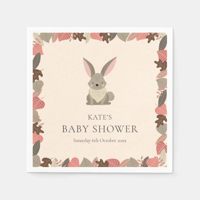 Cute Woodland Rabbit Baby Shower / Sprinkle Napkin (Front)