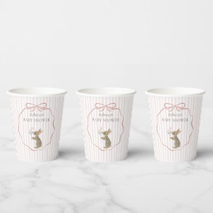 Cute Woodland Rabbit Watercolor Girl Baby Shower Paper Cups