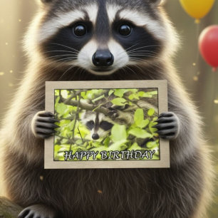 Cute Woodland Racoon Birthday Card